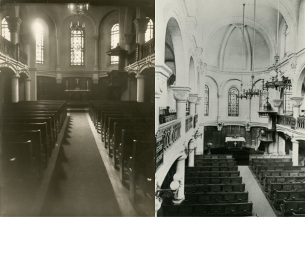 Deux photos anciennes de l'intérieur dans sa configuration d'origine (malheureusement, on n'y voit pas l'orgue Link).